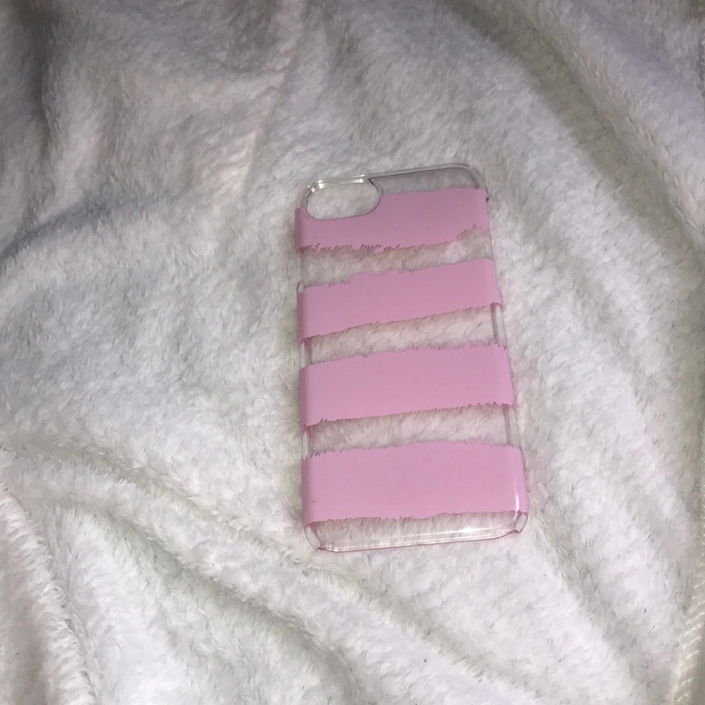 iPhone 7 pink and clear strip case